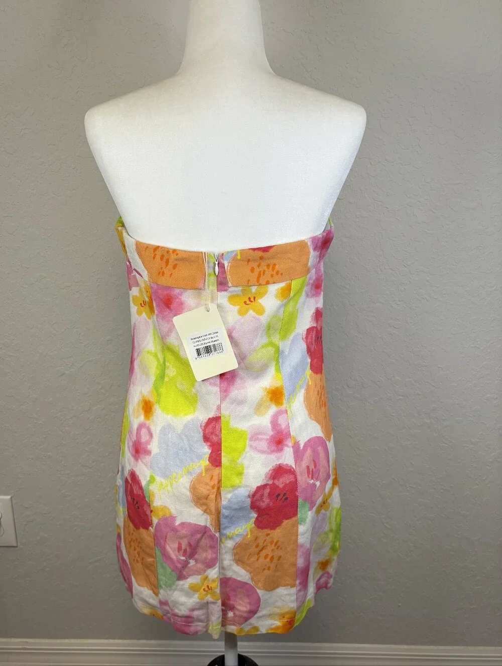 Peppermayo Skyscrapers Linen Mini Dress In Blurred Blossom, NWT, Size 6
